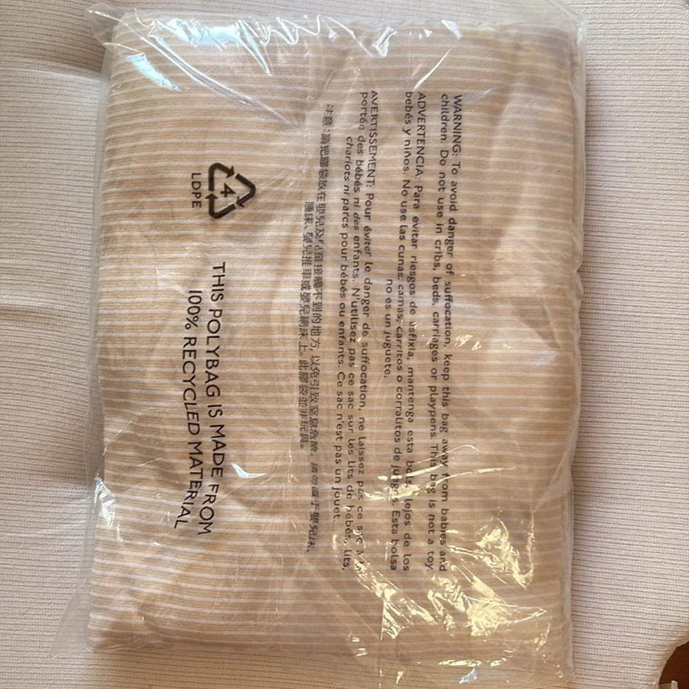 J. Crew Soft Striped Crewneck Long Sleeve Pale Oak White Beige Tee Shirt L - Picture 5 of 5